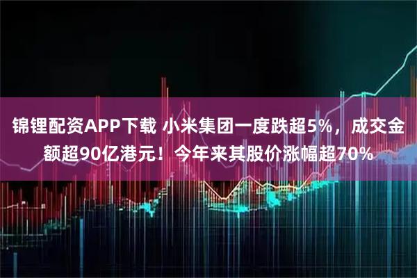 锦锂配资APP下载 小米集团一度跌超5%，成交金额超90亿港元！今年来其股价涨幅超70%