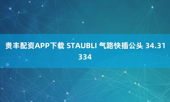贵丰配资APP下载 STAUBLI 气路快插公头 34.31334