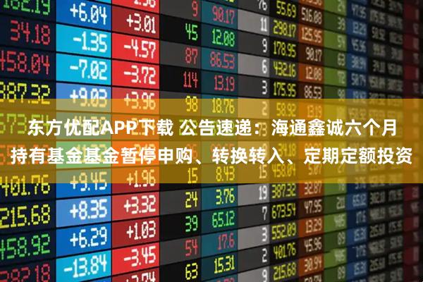 东方优配APP下载 公告速递:海通鑫诚六个月持有基金基金暂停申购、转换转入、定期定额投资